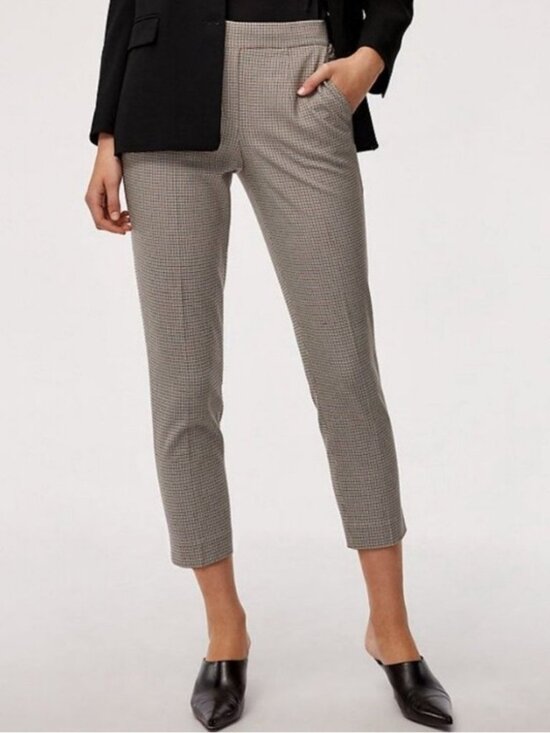 Babaton Pants - BABATON Conan 25" Cropped Pleated Dress Pants Houndstooth Sz 8 Pull-On Straight